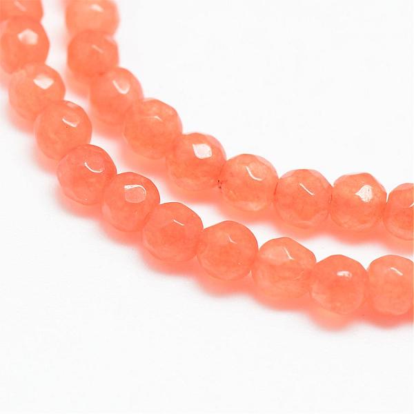

PandaHall Natural Agate Bead Strands, Dyed, Faceted, Round, Coral, 3~3.5mm, Hole: 0.5mm, about 124~126pcs/strand, 14.5~14.8 inch Natural..., Red