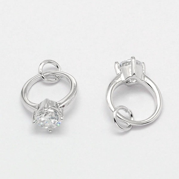

PandaHall Ring Brass Micro Pave Cubic Zirconia Charms, Real Platinum Plated, 11x9x5mm, Hole: 3mm Brass+Cubic Zirconia Ring