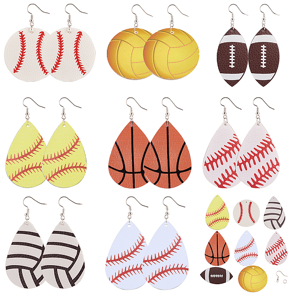 

PandaHall SUNNYCLUE DIY Earring Making Sets, with PU Leather Pendants, Brass Earring Hooks and Iron Jump Rings, Mixed Color, 53x28x2mm, Hole..., Multicolor