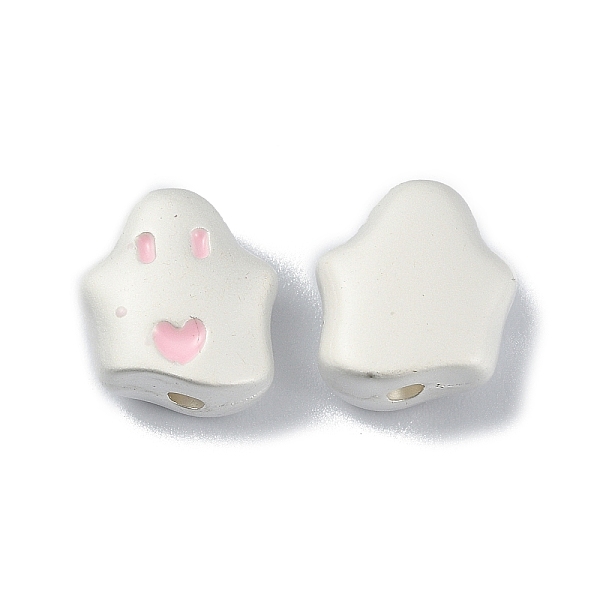 

PandaHall Alloy Enamel Beads, Matte Silver Color, Ghost, Pink, 10x9x4.5mm, Hole: 1.4mm Alloy+Enamel Ghost Pink