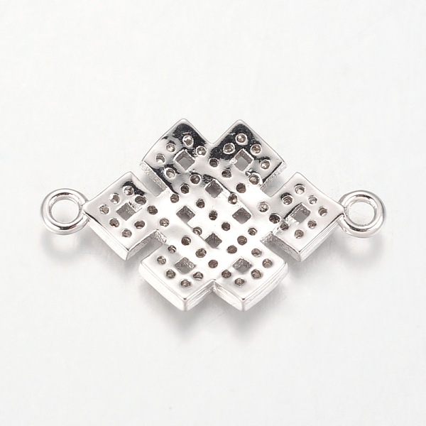 

PandaHall Chinese Knot Connector Brass Micro Pave Cubic Zirconia Links, Platinum, 13.5x23x2.5mm, Hole: 1.8mm Brass+Cubic Zirconia Others