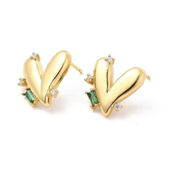 

PandaHall Green Cubic Zirconia Heart Stud Earrings, Brass Jewelry for Women, Cadmium Free & Lead Free, Real 18K Gold Plated, 15.5x15.5mm...