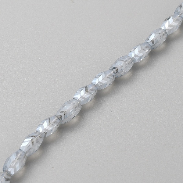 

PandaHall Transparent Electroplate Glass Beads, Faceted Oval with Arrows Pattern, Silver, 10x6mm, Hole: 1.2mm Glass Oval Silver