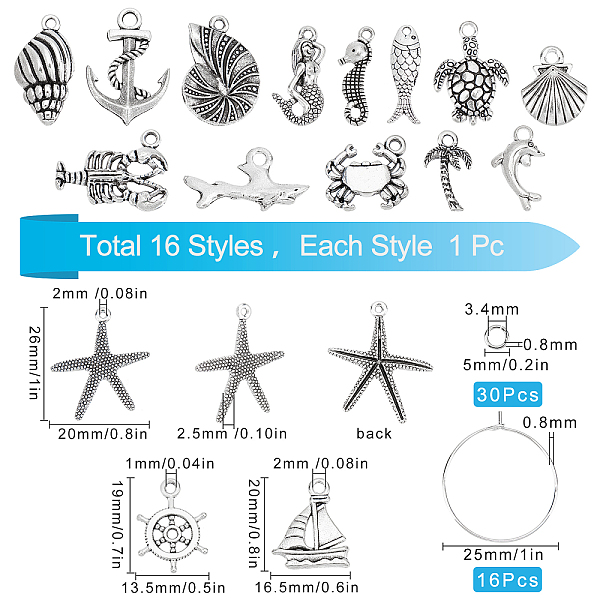 

PandaHall SUNNYCLUE DIY Ocean Theme Pendant Wine Glass Charm Tags Making Kit, Including Alloy Pendants, Cadmium Free & Nickel Free & Lead...