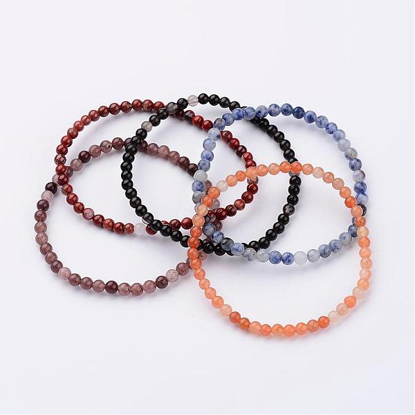 

PandaHall Natural Mixed Stone Stretch Bracelets, with Elastic Fibre Wire, 2-1/8 inch(55mm) Mixed Stone Multicolor