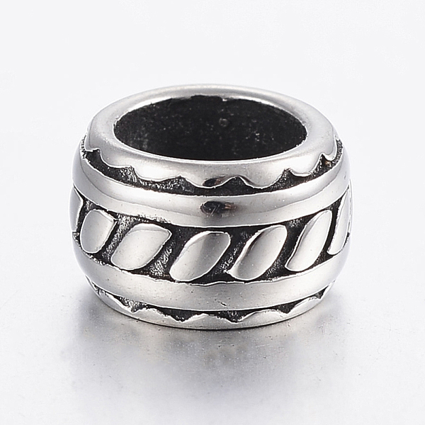

PandaHall 304 Stainless Steel Beads, Large Hole Beads, Rondelle, Antique Silver, 9x6mm, Hole: 6mm 304 Stainless Steel Rondelle