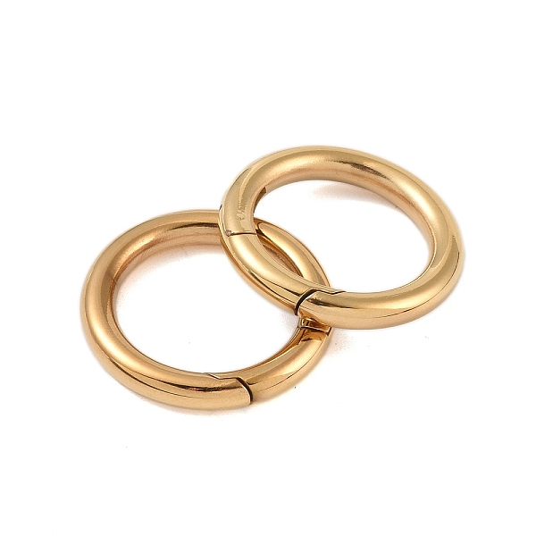 

PandaHall Ion Plating(IP) 316 Stainless Steel Spring Gate Rings, Rings, Real 18K Gold Plated, 28x3.8mm 316 Surgical Stainless Steel
