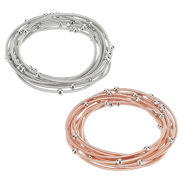 

PandaHall Unicraftale 20Pcs 2 Colors Titanium Steel Satellite Chains Stretch Bracelets Set for Women, Rose Gold & Stainless Steel Color...