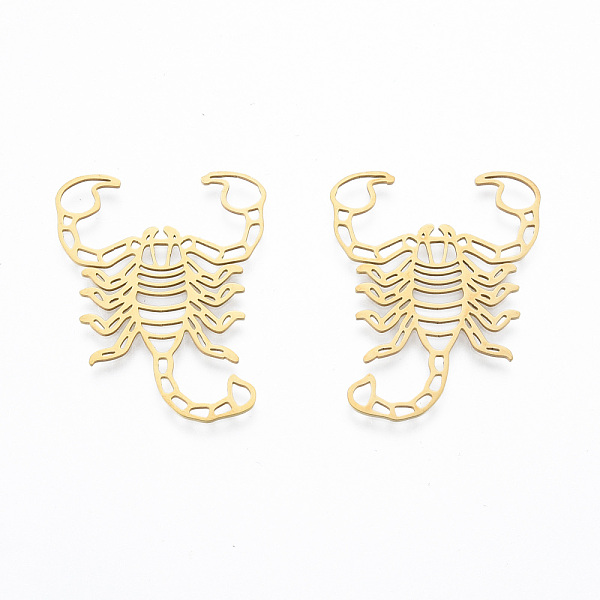 

PandaHall 201 Stainless Steel Filigree Joiners, Scorpion, Golden, 38x30.5x1mm Stainless Steel+Rhinestone Other Animal