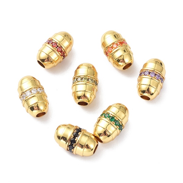 

PandaHall Brass Micro Pave Cubic Zirconia Beadsong-Lasting Plated, Real 18K Gold Plated, Column, Mixed Color, 17x10.5mm, Hole: 4mm..., Multicolor
