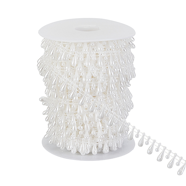 

PandaHall OLYCRAFT 49 Feet White Teardrop Trim Pearl Tassel Chain Plastic Teardrop Charm Chain with Spool Pearl Tassel Fringe Lace Trim...