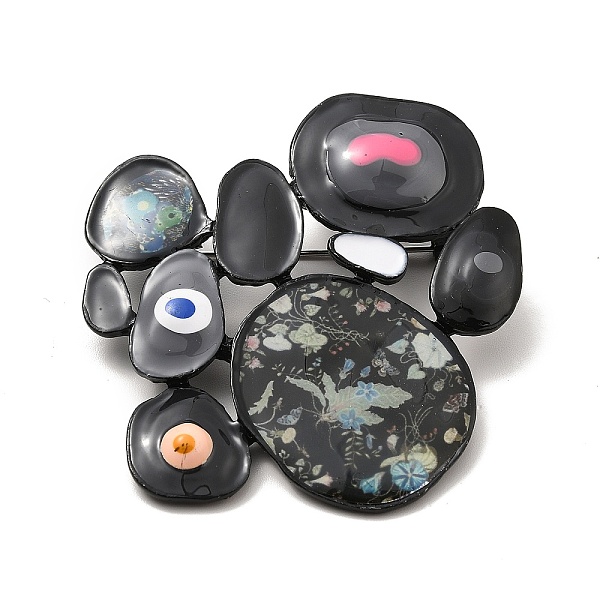 

PandaHall Alloy Enamel Brooches, Cadmium Free & Lead Free, Black, 52.5x49.5x2mm, Pin: 0.8mm Alloy+Enamel Black