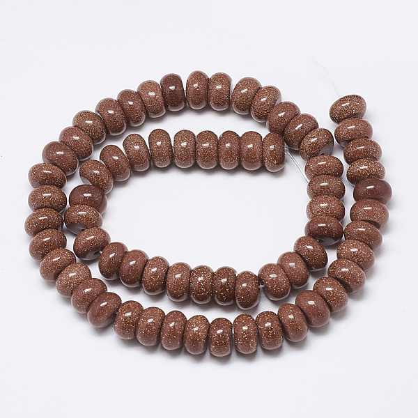 

PandaHall Synthetic Goldstone Beads Strands, Rondelle, 10x6mm, Hole: 1mm, about 67pcs/strand, 15.3 inch Goldstone Rondelle