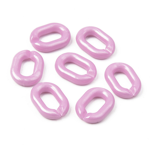 

PandaHall Opaque Acrylic Linking Rings, Quick Link Connectors, For Jewelry Cable Chains Making, Oval, Flamingo, 19x14x4mm, Inner Diameter..., Pink