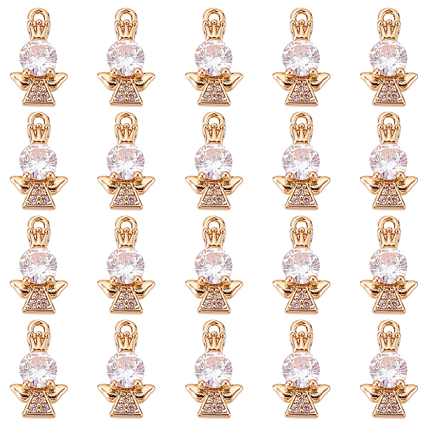 

PandaHall DICOSMETIC 20Pcs Brass Micro Pave Clear Cubic Zirconia Charms, Long-Lasting Plated, Angel, Light Gold, 13x7.5x3.5mm, Hole: 1.2mm...
