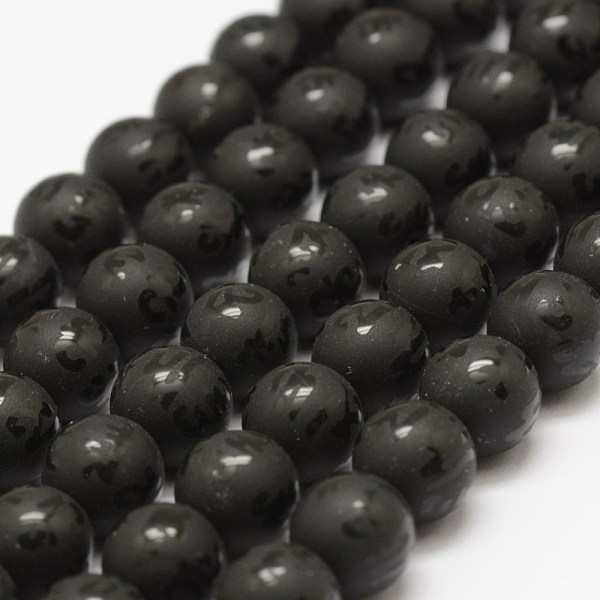 

PandaHall Natural Agate Beads Strands, Om Mani Padme Hum, Round, Dyed & Heated, Frosted, Black, 8mm, Hole: 1mm, about 47pcs/strand, 14 inch...