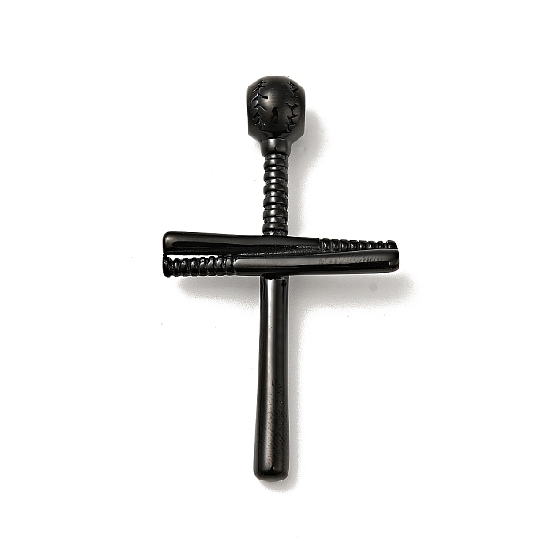 

PandaHall 316 Surgical Stainless Steel Big Pendants, with 304 Stainless Steel Snap on Bails, Cross, Electrophoresis Black, 53x30x5~9mm, Hole...