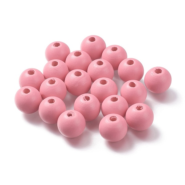 

PandaHall Painted Natural Wood Beads, Round, Pink, 16mm, Hole: 4mm Schima Wood Round Pink
