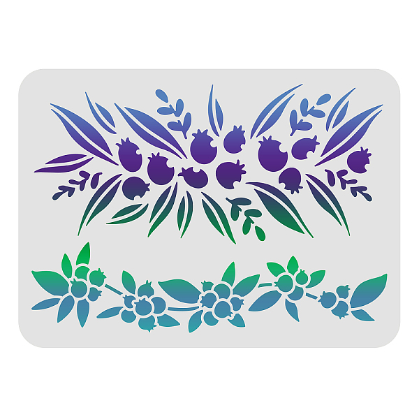 PandaHall FINGERINSPIRE Blueberry Vine Border Wall Stencil Templates 29.7x21cm Plastic Plan Fruit Stencils Reusable Decoration Stencil...