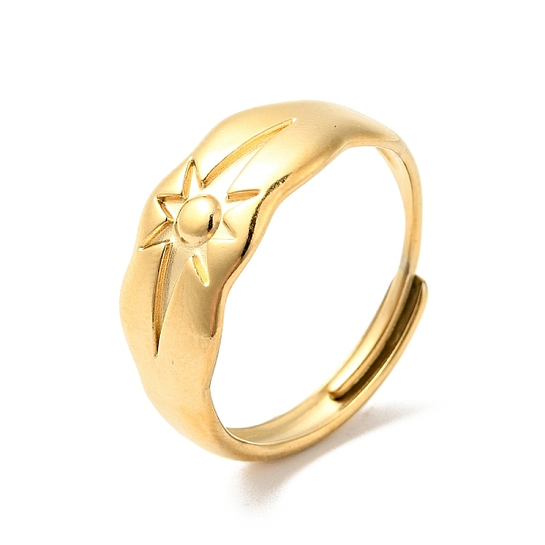 

PandaHall Ion Plating(IP) 304 Stainless Steel Sun Adjustable Ring for Men Women, Golden, US Size 9(18.9mm) 304 Stainless Steel