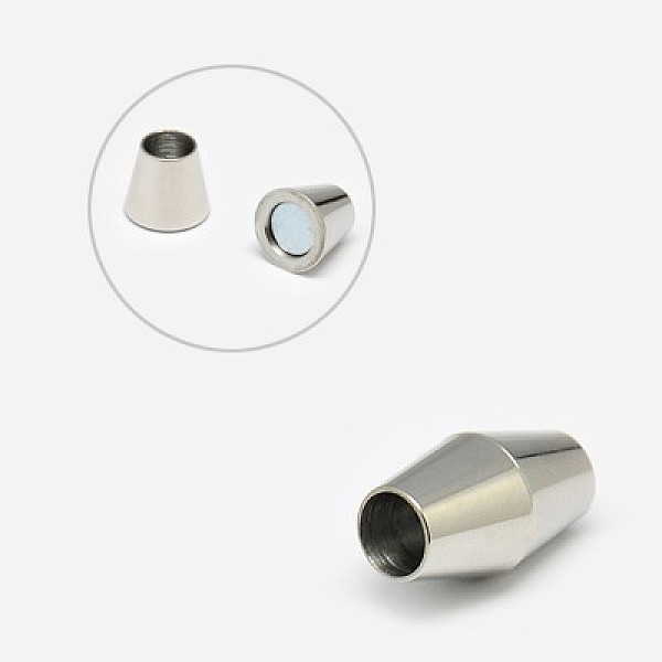 

PandaHall 304 Stainless Steel Magnetic Clasps with Glue-in Ends, Bicone, Stainless Steel Color, 18x10mm, Hole: 6mm 304 Stainless Steel...