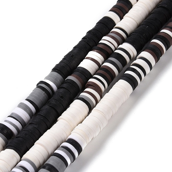 

PandaHall Handmade Polymer Clay Bead Strands, Flat Round, Heishi Beads, White, 6x0.2~2mm, Hole: 2mm, about 305~310pcs/strand, 15.35~ 15.55...