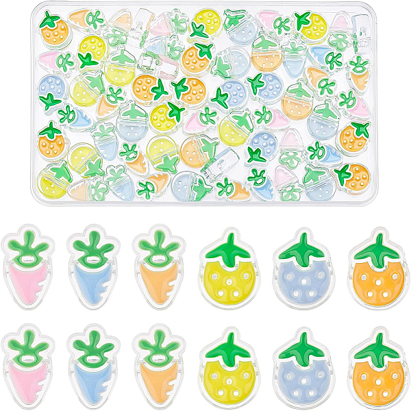 

PandaHall BENECREAT 60Pcs 6 Style Transparent Acrylic Enamel Beads, Stawberry & Carrot, Mixed Color, 23~24x15~18x9mm, Hole: 3.5mm..., Multicolor