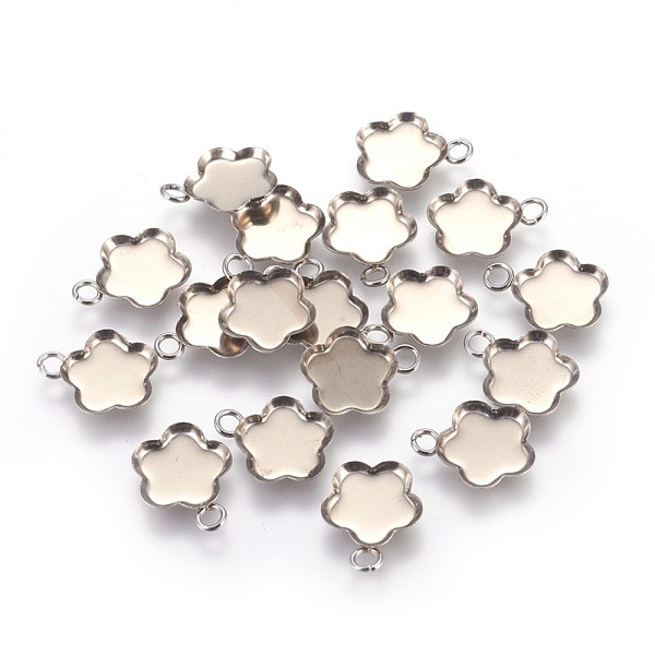 

PandaHall 201 Stainless Steel Charm Cabochon Settings, Plain Edge Bezel Cups, Flower, Stainless Steel Color, 15x12.3x1.5mm, Hole: 2mm 201...