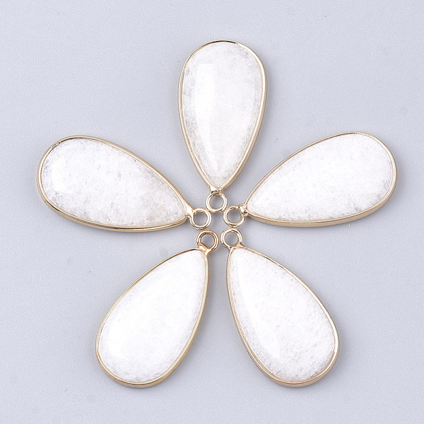 

PandaHall Natural White Jade Pendants, with Brass Findings, teardrop, Golden, 33x16~16.5x6mm, Hole: 2mm White Jade Teardrop