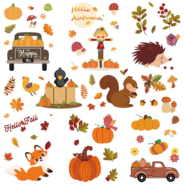 

PandaHall 8 Sheets 8 Styles Autumn PVC Waterproof Wall Stickers, Self-Adhesive Decals, for Window or Stairway Home Decoration, Rectangle...