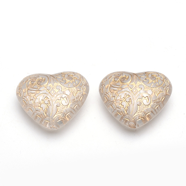 

PandaHall Plating Acrylic Beads, Metal Enlaced, Heart, Clear, 27x30x13mm, Hole: 2.5mm, about 85pcs/500g Acrylic Heart Clear