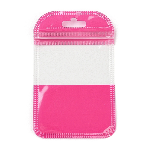 PandaHall Plastic Packaging Zip Lock Bags, Top Self Seal Pouches, with Window, Rectangle, Deep Pink, 11x7x0.24cm Plastic Rectangle