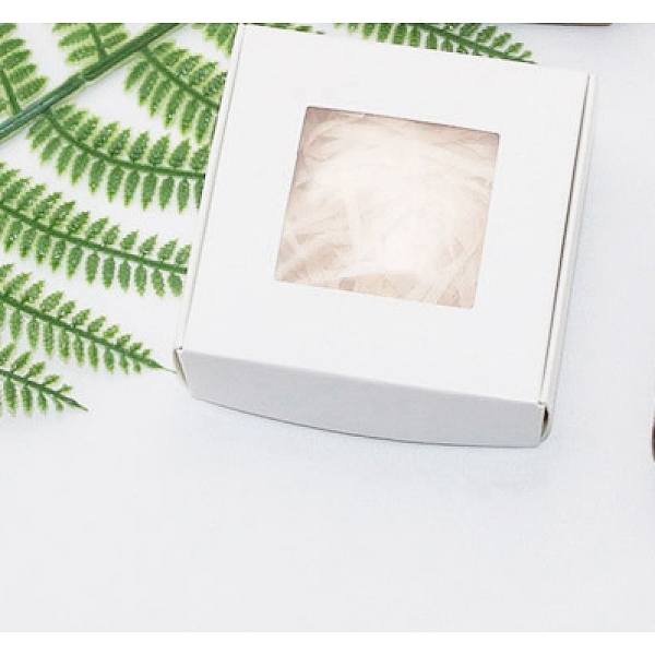 

PandaHall Square Paper Boxes with Clear Window, for Soap Packaging, White, 6.5x6.5x3cm Paper Square White