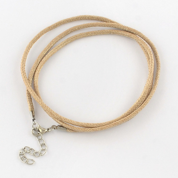 

PandaHall Waxed Cotton Cord Necklace Making, with Alloy Lobster Claw Clasps and Iron End Chains, Platinum, BurlyWood, 17.3 inch Waxed Cotton..., Orange