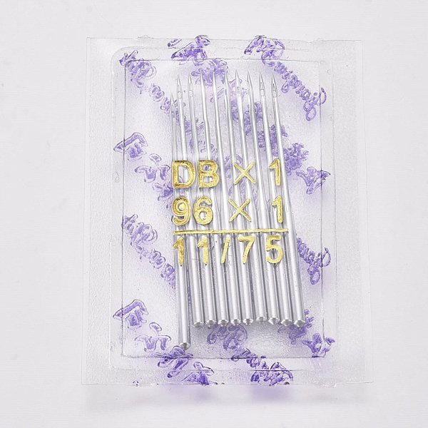 

PandaHall Industrial Sewing Machine Needles Sets, Silver, Sizes 75/11, 38.1mm, Pin: 1.02~1.12mm, 10pcs/set Iron Silver