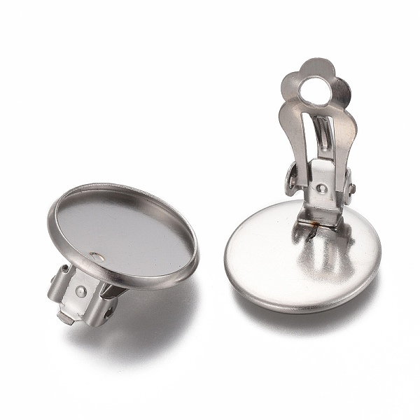 

PandaHall 304 Stainless Steel Clip-on Earring Setting, Flat Round, Stainless Steel Color, Tray: 14mm, 16x8mm 304 Stainless Steel