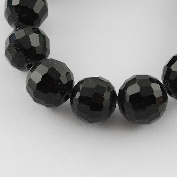 

PandaHall Transparent Glass Bead Strands, Faceted(96 Facets), Round, Black, 8mm, Hole: 1mm, about 72pcs/strand, 21.8 inch Glass Round Black