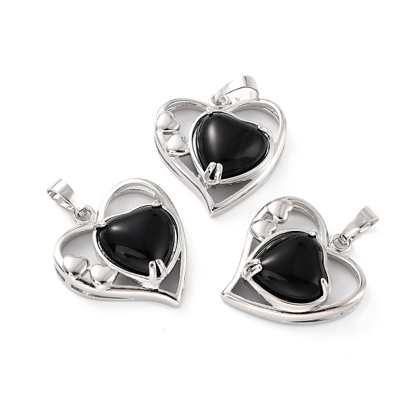 

PandaHall Natural Obsidian Pendants, with Platinum Tone Brass Findings, Cadmium Free & Lead Free, Heart, Valentine's Day, 28x26x5mm, Hole...