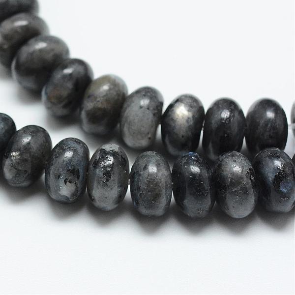 

PandaHall Natural Labradorite Bead Strands, Rondelle, 8x5mm, Hole: 1mm, about 75pcs/strand, 14.9 inch Larvikite Rondelle