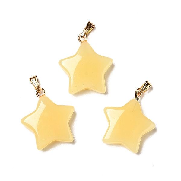 

PandaHall Glass Pendants, with Golden Plated Iron Findings, Star, Light Khaki, 23x20x6mm, Hole: 6x2mm Iron+Glass Star