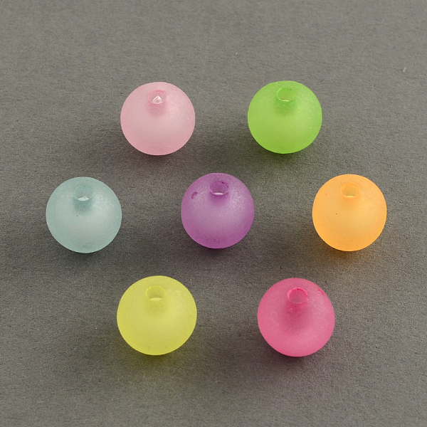 

PandaHall Frosted Acrylic Beads, Bead in Bead, Round, Mixed Color, 12mm, Hole: 2.5mm, about 570pcs/500g Acrylic Round Multicolor