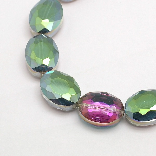 

PandaHall Faceted Electroplate Crystal Glass Oval Beads Strands, Rainbow Color Plated, Medium Sea Green, 16x12x7mm, Hole: 1mm, about...