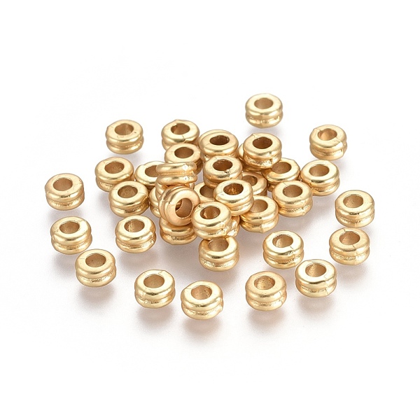 

PandaHall Alloy Spacer Beads, Lead Free & Nickel Free & Cadmium Free, Ronelle, Real 18K Gold Plated, Matte Gold Color, 5x4mm, Hole: 3mm...
