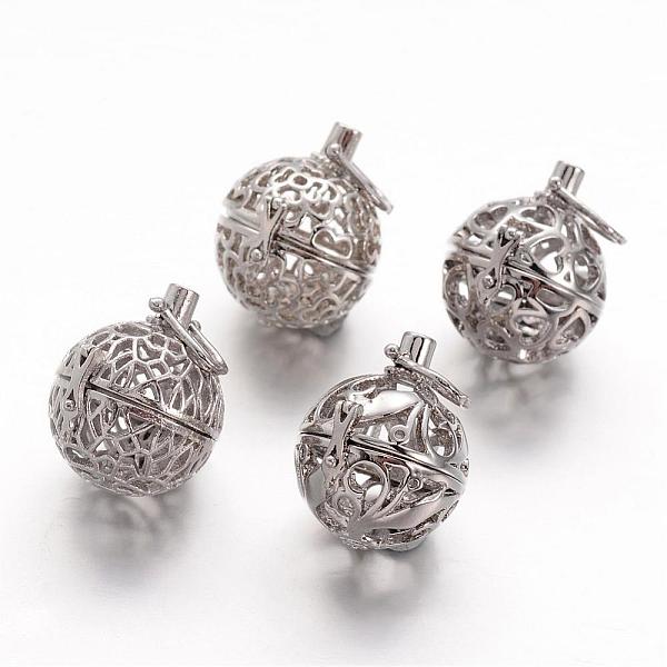 

PandaHall Eco-Friendly Rack Plating Brass Cage Pendants, For Chime Ball Pendant Necklaces Making, Hollow Round, Lead Free & Cadmium Free &...