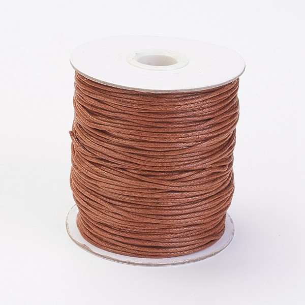 

PandaHall Waxed Cotton Thread Cords, Sienna, 1.5mm, about 100yards/roll(300 feet/roll) Waxed Cotton Cord Round Brown