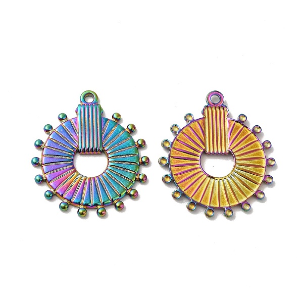 

PandaHall Ion Plating(IP) 304 Stainless Steel Pendant, Flat Round Charm, Rainbow Color, 27x23.5x1.5mm, Hole: 1.6mm 304 Stainless Steel Flat...