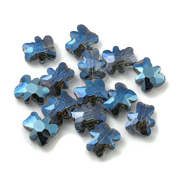 

PandaHall 100Pcs Electroplate Glass Beads, Half Rainbow Plated, Bear, Marine Blue, 9.5x8.5x3.5mm, Hole: 1mm Glass Bear