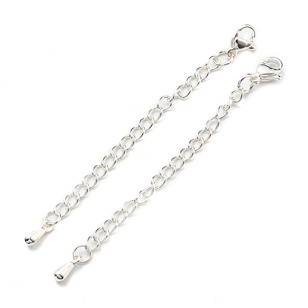 

PandaHall 304 & 201 Stainless Steel Curb Chain Extender, End Chains, with Lobster Claw Clasps & Teardorp Chain Tabs, Silver, 72mm 304...