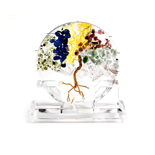 

PandaHall Resin Tree of Life Home Display Decorations, with Natural Mixed Gemstone Chips Inside Ornaments, 130x110mm Mixed Stone Tree of...