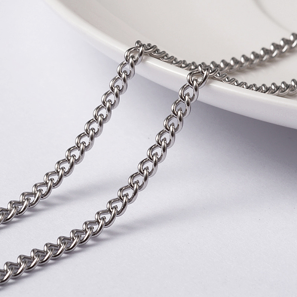 

PandaHall 304 Stainless Steel Twisted Chains Curb Chains, Unwelded, with Spool, Stainless Steel Color, 4x3x0.8mm, about 32.8 Feet(10m)/roll...